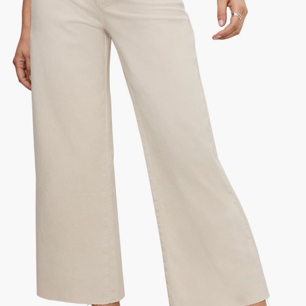 Good American Good Waist Raw Hem High Waist Crop Palazzo Jeans - Size 0